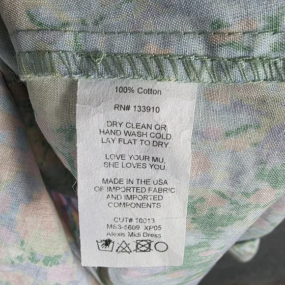 Show Me Your Mumu Alexis Midi Dress XS Painterly Petals Floral CoquetteNWOT - Picture 11 of 11